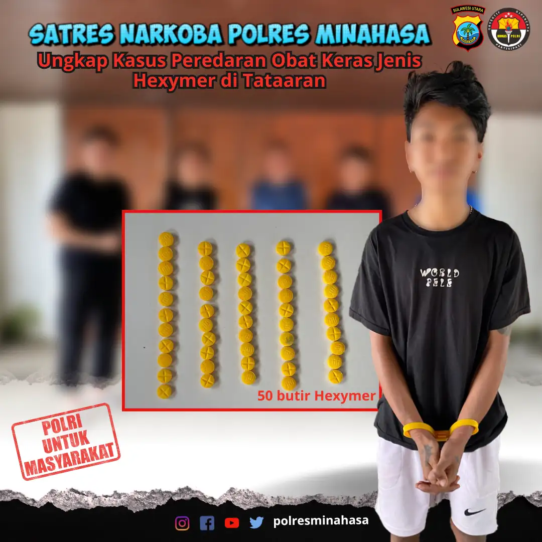 Satres Narkoba Polres Minahasa Ungkap Kasus Peredaran Obat Keras Jenis Hexymer di Tataaran